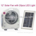 12 inch blade solar fan with LED lights